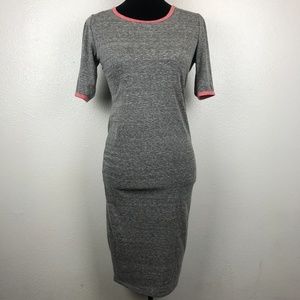 LuLaRoe Julia Dress Soft Cotton Heather Gray Sz XS